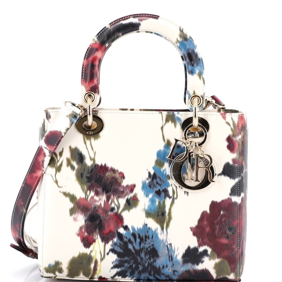 Pre-Owned Lady Dior Bag Floral Printed Lambskin Medium By Rebag