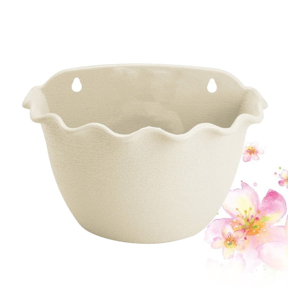 Raindrops Beige Half-Round Plastic Wall Planter for Indoor and Outdoor Use, Perfect for Home Decor and Garden Spaces