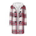 thumbnail image 5 of Hvyesh Women's Casual Horn Button Down Long Coat Christmas Plaid Shacket Jacket Slim Fit Mid Length Pea Coats with Faux Fur Lapel, 5 of 8