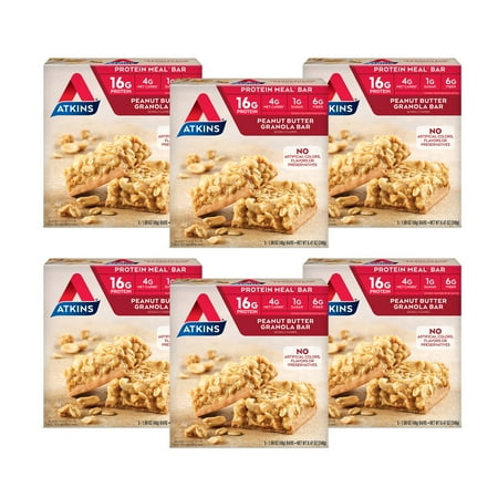 Atkins Protein-Rich Meal Bar, Peanut Butter Granola, Keto Friendly, 6/5ct Boxes