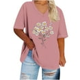 thumbnail image 2 of Plus Size 4X Women's Short Sleeve Tops Sale Under $10 Summer Casual Loose Print Blouse, 2 of 4