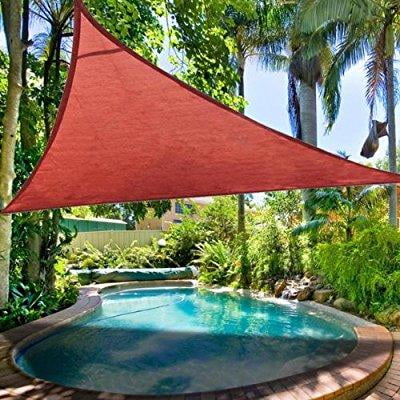 16 Dk Red Polyethylene Fabric Triangle Outdoor Sun Shade Sail Canopy W Ropes Carabiners Carry Bag Uv Block Top Patio Lawn Yard Garden 6 5 Degrees