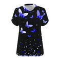 thumbnail image 5 of Plus Size Shirts for Women Casual V-Neck Fashion Printing Short Sleeve T-shirt Summer Loose Breathable Blouses Oversized Pullover Top Blue XXL, 5 of 5