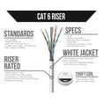 thumbnail image 2 of Voltive Cat6 Riser (CMR), 250ft, White - Solid Bare Copper Bulk Ethernet Cable - UTP - 600MHz - UL Certified & ETL Verified, 2 of 4