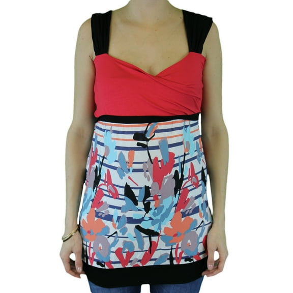 9 FASHION Maternity Carmella ll Graphic Multi-Color Tank Top Sz S