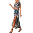 thumbnail image 4 of INSPIRE CHIC Tropical 2 Piece Outfits for Women's Hawaiian Wrap Top and Ruched Front Maxi Skirt Set, 4 of 5