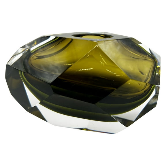 Bergamo Art 4" High Premium Contemporary Glass Vase for Flowers in Brown