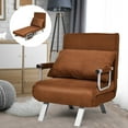 thumbnail image 1 of Gymax Folding Sofa Chair Reclining Bed Convertible Lounger Brown Home, 1 of 10
