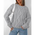 thumbnail image 6 of Casual Women Long Sleeve Sweater 2025 Fall Ribbed Knit Pullover Loose Crewneck Cable Sweater Jumper Tops, 6 of 6