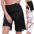 thumbnail image 2 of Cyglowse Half Slip Shorts For Women Lace Trim Satin Slik Culotte Short Pettipants Lounge Shorts Bloomers Tap Lingerie Pants Black M, 2 of 2