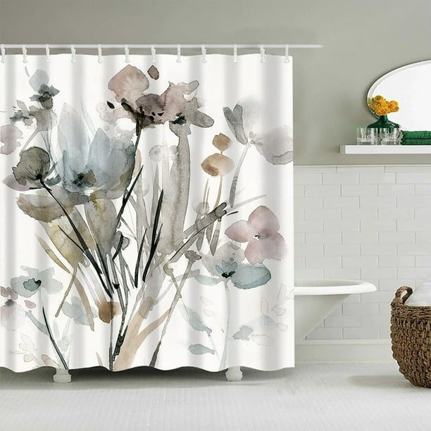 Flowers Printed Shower Curtain Painting Shower Curtains
