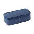 thumbnail image 2 of Tucknest Large Pencil Case, Cute Pencil Pouch with Initial and Zipper, Expandable Canvas Pen Bag for Office Supplies, Navy Blue, 2 of 3
