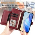 thumbnail image 3 of For Samsung Galaxy S25+ 5G 6.7-inch Wallet Case for Women Men Multi-Card Slots Zipper Wallet Leather Phone Case,Purple,For Galaxy S25+ 5G, 3 of 7