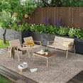 thumbnail image 2 of Suntone 4-Piece Outdoor Conversation Sets with Suspended Padded Beige Cushion, Black/Beige, 2 of 11