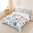 thumbnail image 2 of jejeloiu 3D Watercolor Seashell Bedding For Girls,Starfish Coral Print Duvet Cover Full,Multicolor,Reversible,3-Piece,1 Duvet Cover and 2 Pillowcases, 2 of 6