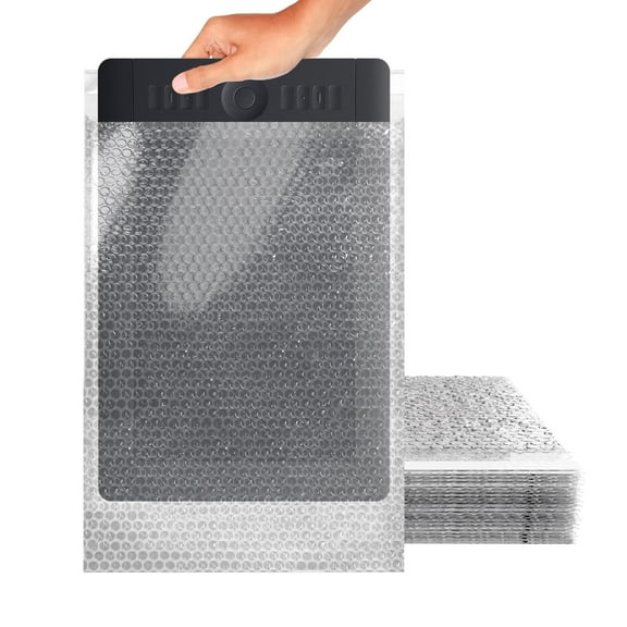 Clear Bubble Out Bags, 12 x 15.5 Inches. Pack of 100 Polyethylene Self Seal Bubble Pouches. Cushioning Clear Bubble Bags for Packing. Clear Bubble Envelopes. Clear Bubble Out Pouches