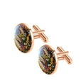 thumbnail image 2 of PhooArto Men's Classic Stainless Steel, Colorful Wildflowers Pattern Cufflinks Business Wedding Shirts, Rose Gold, 2 of 7