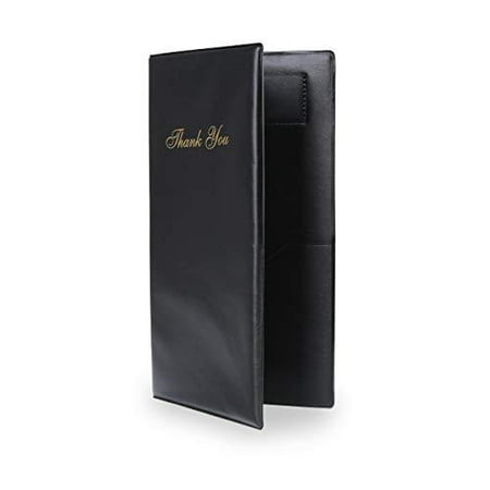 Record Holders Card - Budgetizer Guest Check Card Holder Presenter - 20 Pack Restaurant Server Bill Book - Black with Gold Thank You Imprint - Size 5.5