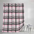 thumbnail image 3 of Shower Curtains for Bathroom, Pink Black Plaid Waterproof Fabric Shower Curtain, Farmhouse Pink Black Checkered Decorative Bathroom Curtain for Bathtub, 72"x78", No Hooks Included, 3 of 9