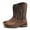 Brown01, variant on Cloudstyle Men's Solid Round-Toe Cowboy Boots, Breathable PU Leather High Shaft Work Boots with Anti-Slip Rubber Sole