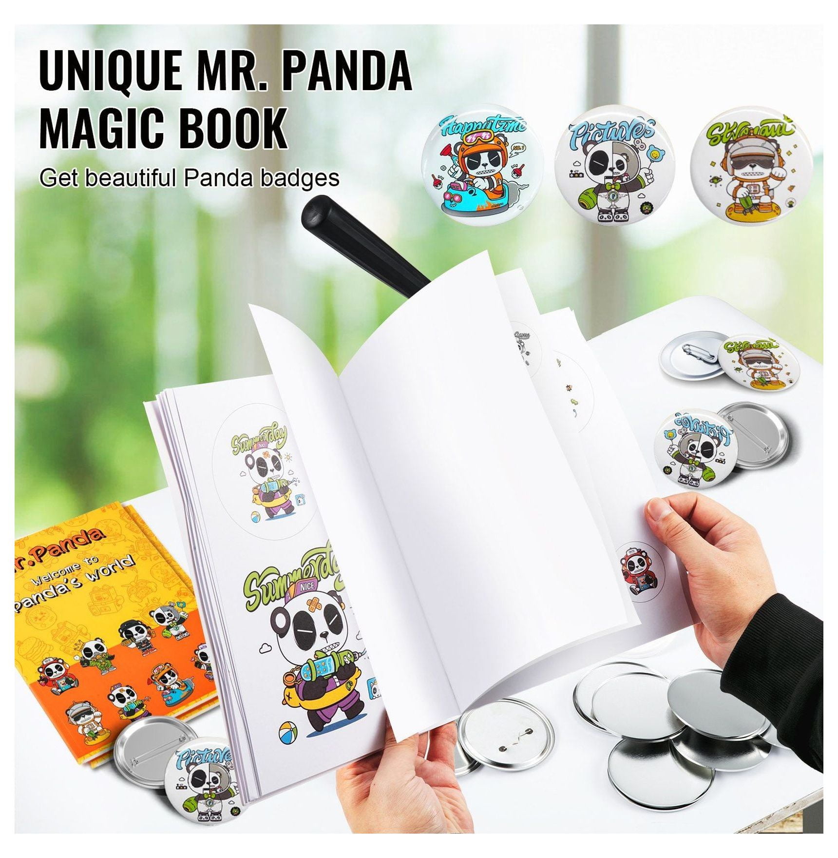 Button Maker Machine 3", 75MM Badge Maker with 500 Parts - Press Kit for DIY Crafts, Pins, Badges, Easy Installation, Home & Business Use