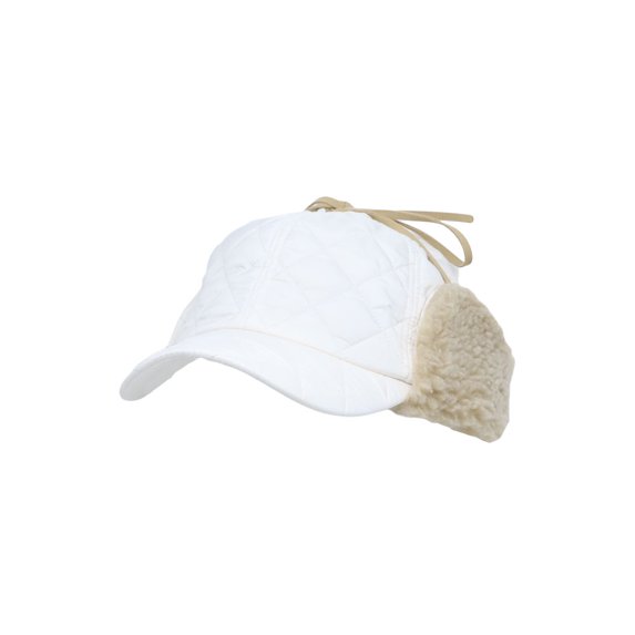 WITHMOONS Winter Padded Quilting Earflaps Chin Strap Baseball Cap Hunting Hat CTT1491 (White)