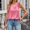 thumbnail image 5 of Qwertyu Womens Silk Satin Tank Tops V Neck Summer Blouse Sleeveless Shirt Business Casual Dressy Vacation Clothes 2026 Pink XL, 5 of 5