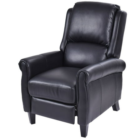 Costway Leather Recliner Accent Chair Push Back Living Room Home Furniture w/ Leg (Best Recliner For Back Problems)