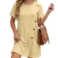 thumbnail image 3 of LIaqionyy Women's T Shirt Dress Short Sleeve Summer Casual Button down Crew Neck Sundresses Mini Dresses, 3 of 7