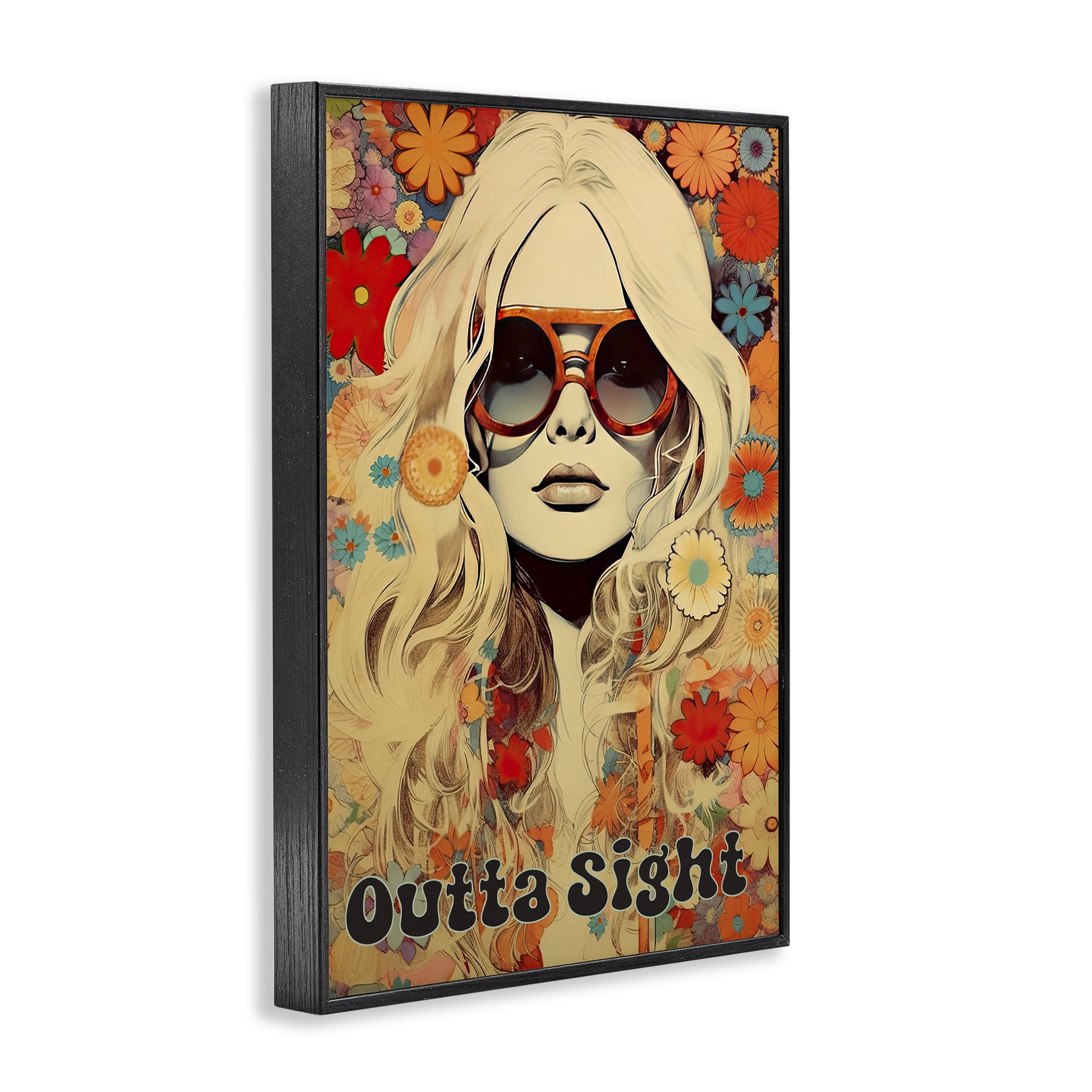 Outta Sight Hippie Girl Black Framed Giclee Art, design by Sasha