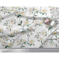 thumbnail image 3 of Soimoi White Viscose Chiffon Fabric Leaves & Magnolia Floral Fabric Prints By Yard 42 Inch Wide, 3 of 3