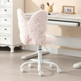 thumbnail image 4 of BOBOKY Adjustable Kids Butterfly Chair, Plush Faux Fur Swivel Chair with Wheels, Ergonomic Childrens Desk Chair for Study Reading Playroom, Girls Boys Bedroom Seat,Pink, 4 of 18
