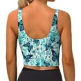 thumbnail image 3 of Vsdgher Blue Floral with Butterflies Print Women Sleeveless Athletic Tank Top Built-in Bra Camisole Sports Vest for Yoga Running Fitness Exercise with Removable Pads, 3 of 8