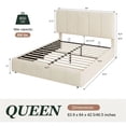 thumbnail image 6 of Amolife Queen Size Lift Up Storage Bed Frame, Velvet Upholstered Platform Bed with Adjustable Headboard, No Box Spring Needed, Cream White, 6 of 13