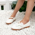 thumbnail image 2 of Girls Princess Ballet Flats Dress Shoes White Pearl Bow Mary Janes for Toddler Little Big Kids Wedding Party, 2 of 8
