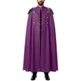 thumbnail image 4 of Virmaxy Halloween Costume Men's Costume Cloak High Stand Collar Gothic Style Cape with Gold Chains for Halloween Cosplay Party Dress Up Hot Pink, 4 of 7