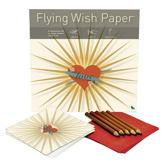 Flying Wish Paper Honey Love - Write It, Light It, & Watch It Fly, Large Kit, 7" x 7"