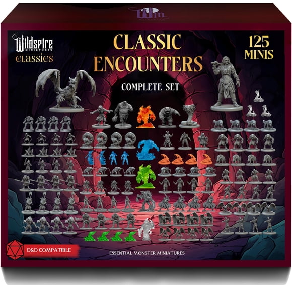 Classic Encounters - 125 Iconic DND Miniatures Bulk Monsters, Unpainted 28mm DND Minis, D&D Miniatures, Dungeons and Dragons Figures Mini, Dnd Figurines, Fantasy Tabletop D&D Accessories Assembled