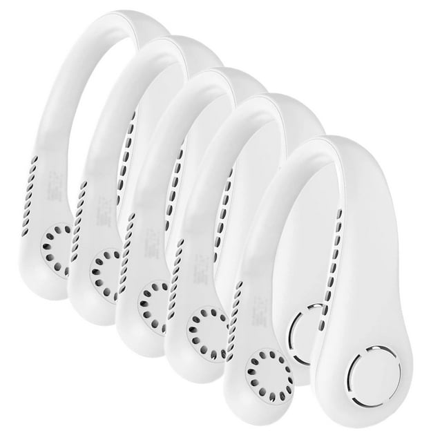 Mini Enfriador Portatil BreezeNeckWhite 5Pzas Blanco 5W 3 Velocidades Plástico ABS Ventiladores de Cuello.