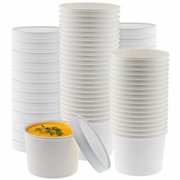 NYHI Kraft 50 Pack 16 oz White Paper Bowls Soup Storage Containers With Lids Insulated Take Out Disposable Food Storage Cups For Hot Cold Foods To Go Bowls With Vented Lids