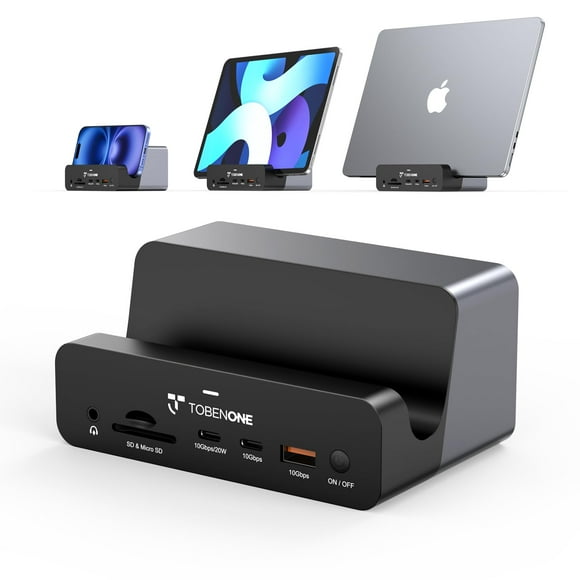 TobenONE 18-in-2 MacBook Docking Station Dual Monitor 4K@60Hz, 150 Power Adapter, 20W Charging, USB C Docking Station with 2 HDMI&DP, 7 USB, 2.5Gbps Ethernet, 2 Audio, Dock Stan