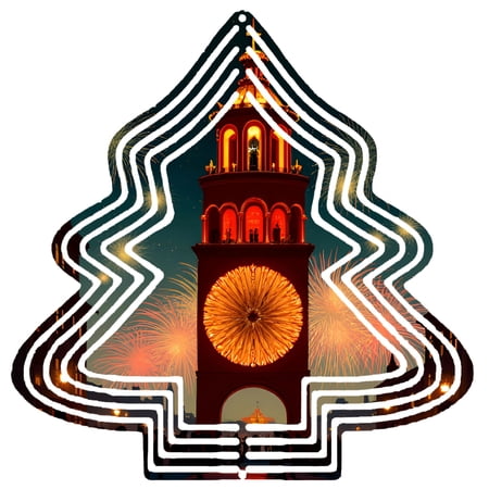 Metal Hanging Christmas Tree Wind Decorations – Festive Garden Spinners with Circular Pattern Design Perfect for Yard and Garden Decor Metal Hanging Christmas Tree Wind Decorations – Festive Garden Spinners with Circular Pattern Design Perfect for Yard and Garden Decor