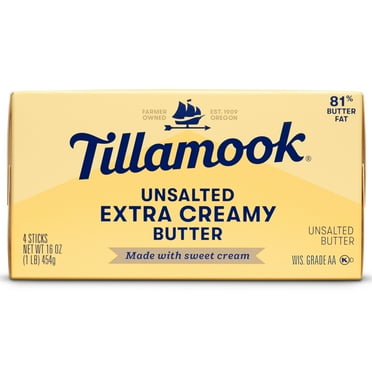 Tillamook Extra Creamy Unsalted Butter Sticks, 4 Count, 16 oz