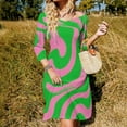 thumbnail image 3 of Pink Green Swirl Abstract Design Dress Summer Dresses Woman Street Style Big Size Casual Dress, 3 of 9