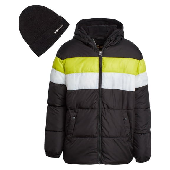 iXtreme Boys Puffer Jacket - Fleece Lined Bubble Waterproof Winter Jacket With Winter Hat (8-18)