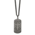 thumbnail image 3 of Stainless Steel Curb Necklace with Pendants Chain Chisel Antiqued and Brushed Phoenix Dog Tag on a 22 inch 20.98 mm, 3 of 5
