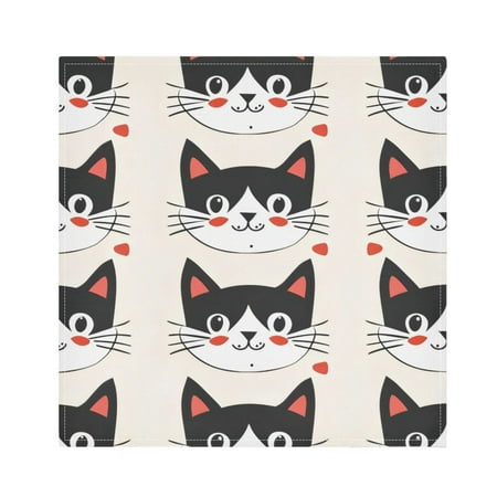 

Napkin Satin Napkin 20*20Inchx6 Kitchen Towel Dinner Plate Towel Decorative Towel Napkin Tea Towel Suitable For Kitchen Table Black Cat Face