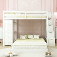 thumbnail image 2 of Twin Over Full Bunk Bed In White - Optimize Bedroom Space With 3-layer Shelves, Drawers, And Stairs Ample Storage Meet Needs Of Growing Families, 2 of 7