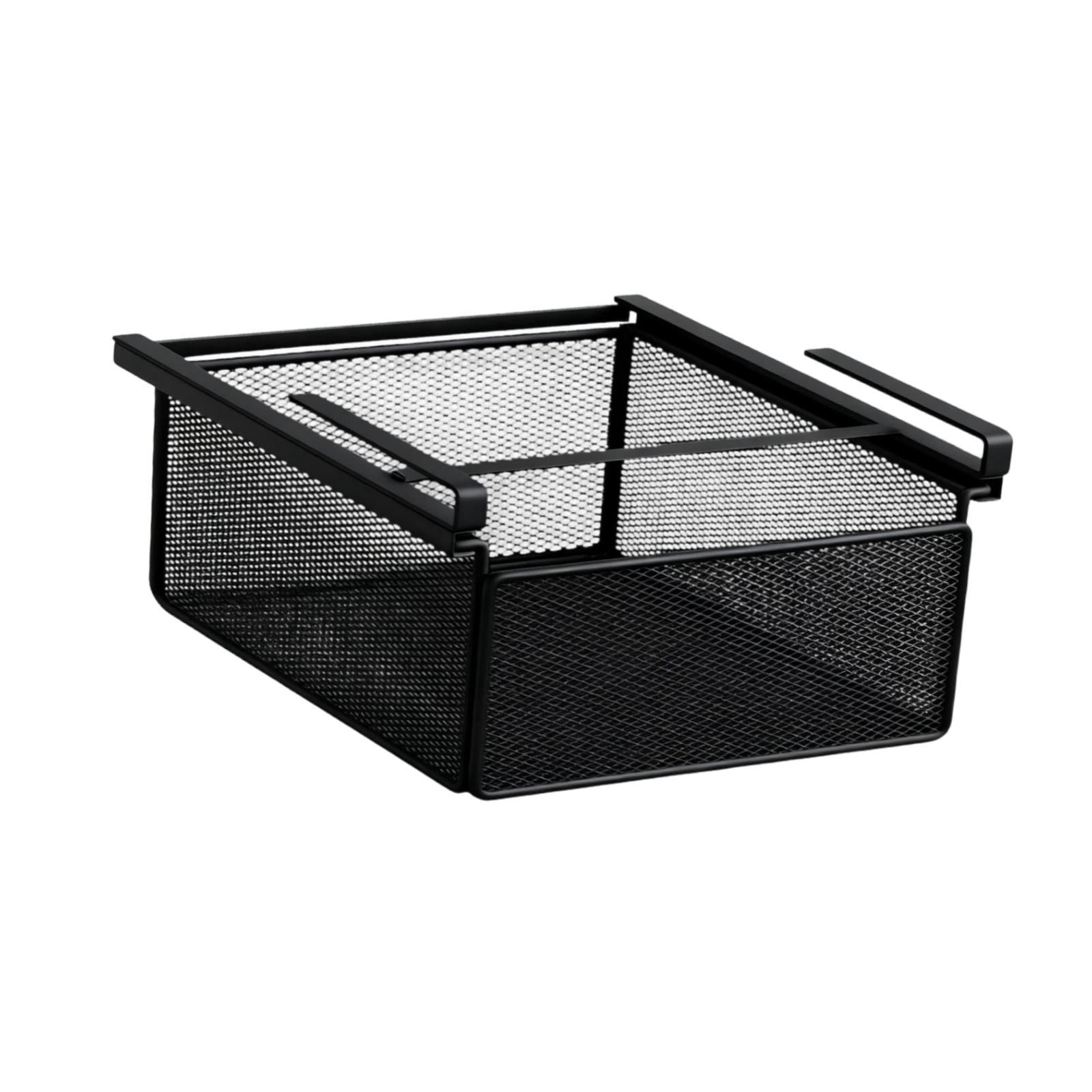 Baoblaze Removable Under-Shelf Storage Basket, Hanging Under-Desk Organizer, Drawer Tray, Black