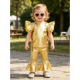 thumbnail image 6 of vastwit Toddler Girls Blouses Metallic Shirts Party Tops Ruffle Short Sleeve Tee Concert T-shirt Gold 18-24M, 6 of 7